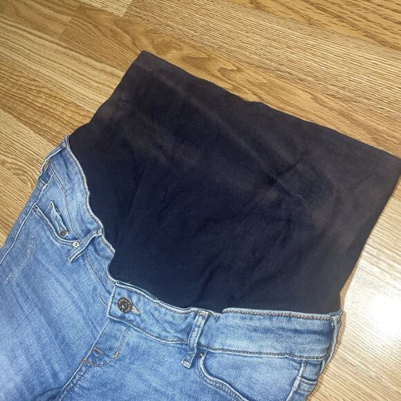 H&M Women Distressed Skinny Ankle High Rib Mama Maternity Denim Blue Jeans Sz 10 - Picture 6 of 12
